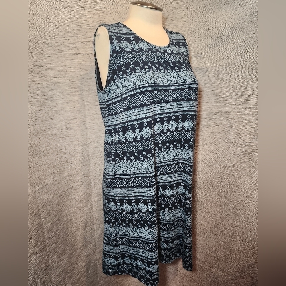 Aventura S Midi Dress Organic Cotton Stretch Comfort Blue POCKETS